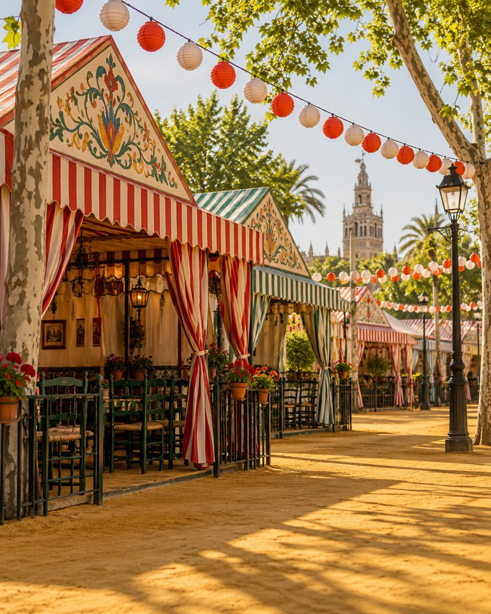 Imagen ilustrativa de casetas y farolillos de la Feria de Abril de Sevilla